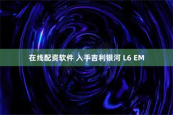 在线配资软件 入手吉利银河 L6 EM